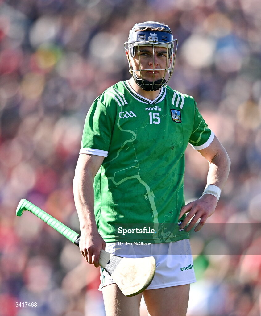5 April 2026; David Reidy of Limerick during the Allianz Hurling League Division 1A final match between Limerick and Cork at TUS Gaelic Grounds in Limerick. Photo by Ben McShane/Sportsfile