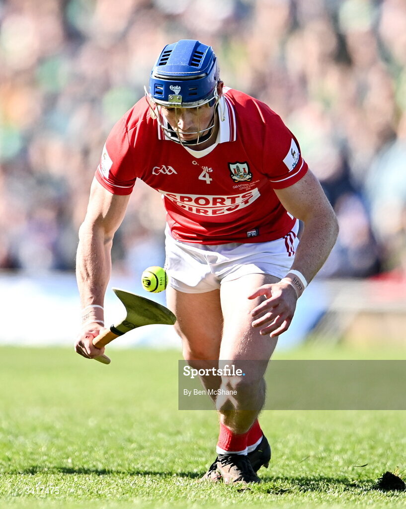 5 April 2026; Seán O'Donoghue of Cork during the Allianz Hurling League Division 1A final match between Limerick and Cork at TUS Gaelic Grounds in Limerick. Photo by Ben McShane/Sportsfile