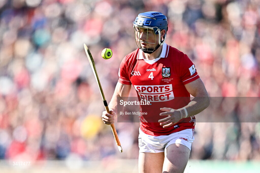 5 April 2026; Seán O'Donoghue of Cork during the Allianz Hurling League Division 1A final match between Limerick and Cork at TUS Gaelic Grounds in Limerick. Photo by Ben McShane/Sportsfile