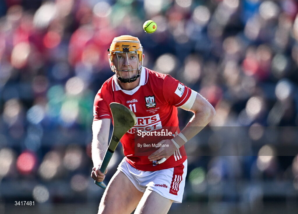 5 April 2026; Shane Barrett of Cork during the Allianz Hurling League Division 1A final match between Limerick and Cork at TUS Gaelic Grounds in Limerick. Photo by Ben McShane/Sportsfile