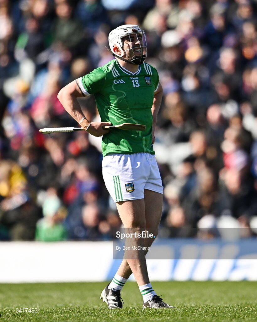 5 April 2026; Aaron Gillane of Limerick during the Allianz Hurling League Division 1A final match between Limerick and Cork at TUS Gaelic Grounds in Limerick. Photo by Ben McShane/Sportsfile