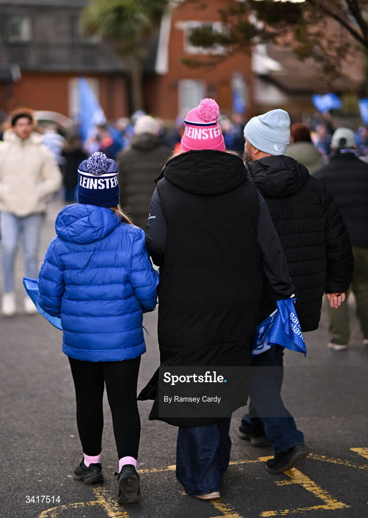5 April 2026; Leinster supporters before the Investec Champions Cup match between Leinster and Edinburgh at the Aviva Stadium in Dublin. Photo by Ramsey Cardy/Sportsfile