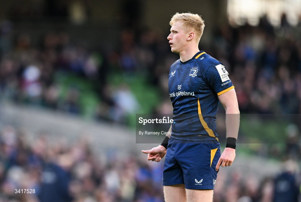 5 April 2026; Jamie Osborne of Leinster during the Investec Champions Cup match between Leinster and Edinburgh at the Aviva Stadium in Dublin. Photo by Ramsey Cardy/Sportsfile