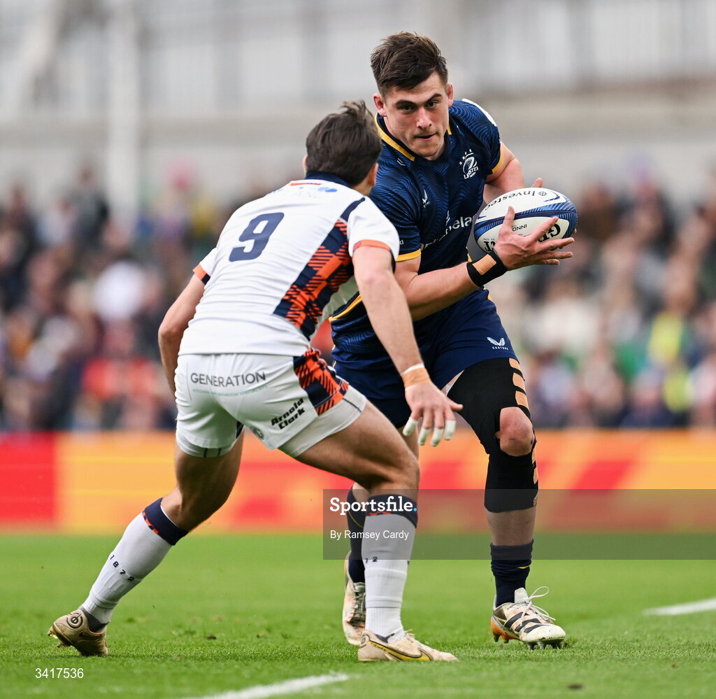 5 April 2026; Dan Sheehan of Leinster during the Investec Champions Cup match between Leinster and Edinburgh at the Aviva Stadium in Dublin. Photo by Ramsey Cardy/Sportsfile