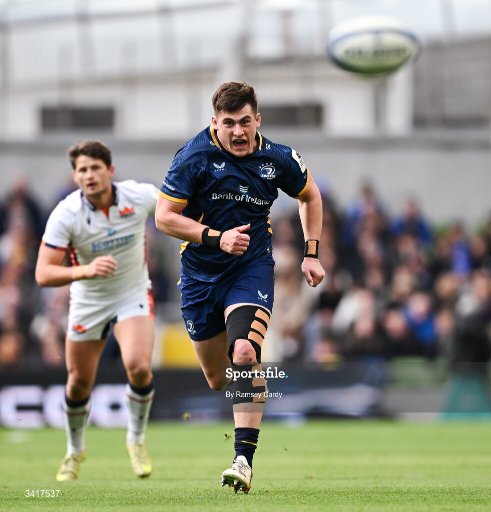 5 April 2026; Dan Sheehan of Leinster during the Investec Champions Cup match between Leinster and Edinburgh at the Aviva Stadium in Dublin. Photo by Ramsey Cardy/Sportsfile