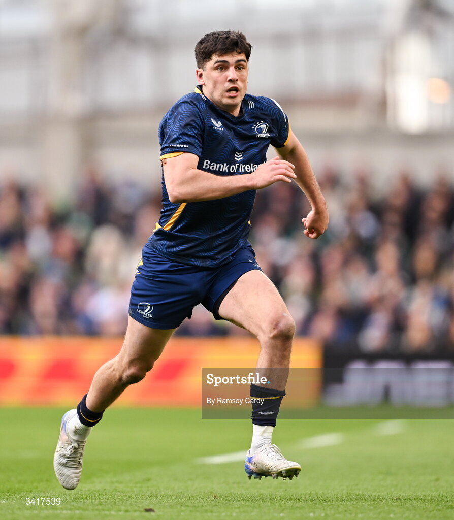 5 April 2026; Jimmy O'Brien of Leinster during the Investec Champions Cup match between Leinster and Edinburgh at the Aviva Stadium in Dublin. Photo by Ramsey Cardy/Sportsfile