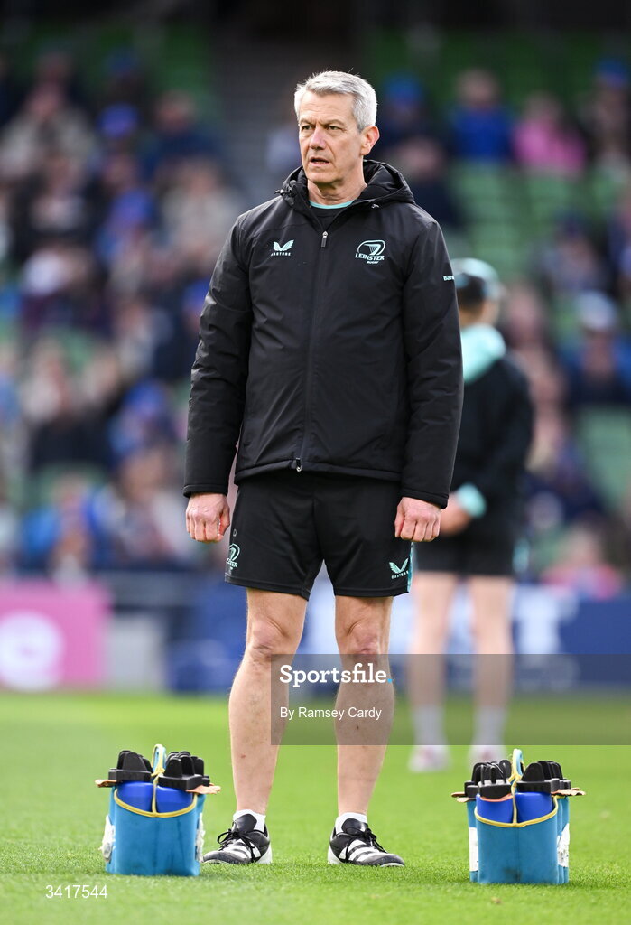 5 April 2026; Leinster masseur Chris Jones before the Investec Champions Cup match between Leinster and Edinburgh at the Aviva Stadium in Dublin. Photo by Ramsey Cardy/Sportsfile