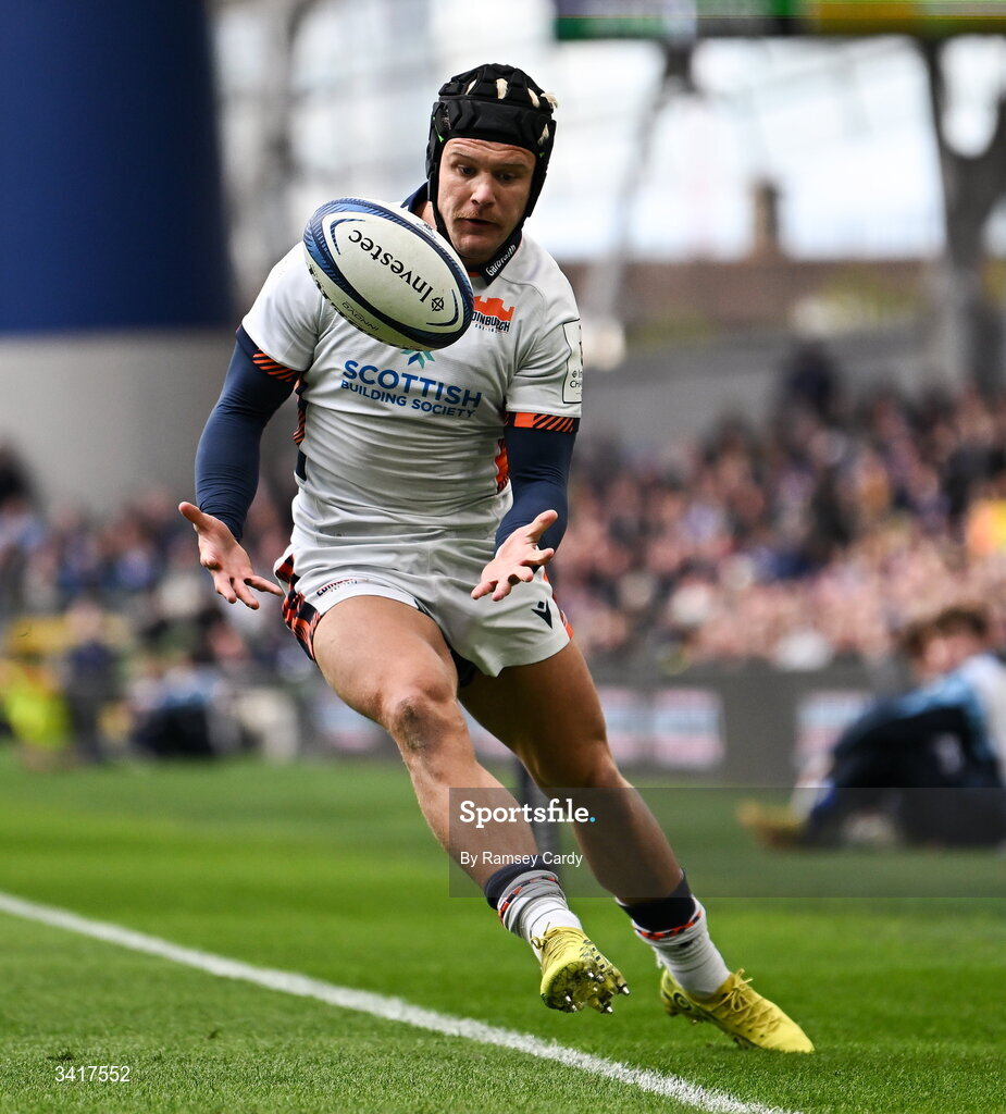 5 April 2026; Darcy Graham of Edinburgh during the Investec Champions Cup match between Leinster and Edinburgh at the Aviva Stadium in Dublin. Photo by Ramsey Cardy/Sportsfile