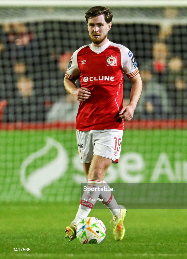 3 April 2026; Barry Baggley of St Patrick's Athletic during the SSE Airtricity Men's Premier Division match between St Patrick's Athletic and Sligo Rovers at Richmond Park in Dublin. Photo by Paul Phelan/Sportsfile