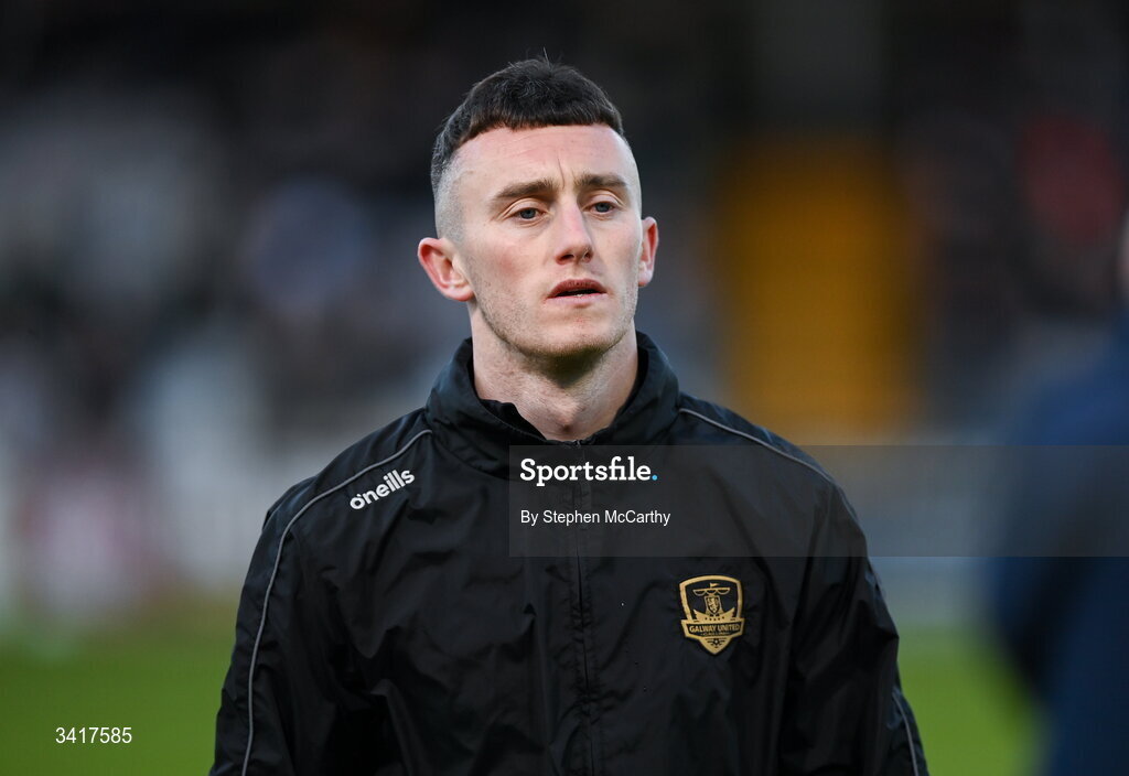 3 April 2026; Lee Devitt of Galway United before the SSE Airtricity Men's Premier Division match between Galway United and Derry City at Eamonn Deacy Park in Galway. Photo by Stephen McCarthy/Sportsfile