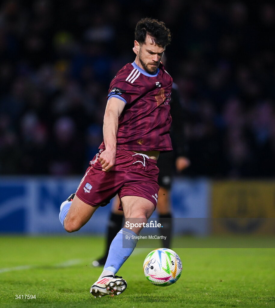 3 April 2026; Jimmy Keohane of Galway United during the SSE Airtricity Men's Premier Division match between Galway United and Derry City at Eamonn Deacy Park in Galway. Photo by Stephen McCarthy/Sportsfile