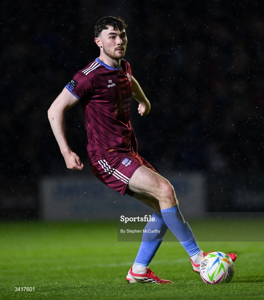 3 April 2026; Connor Barratt of Galway United during the SSE Airtricity Men's Premier Division match between Galway United and Derry City at Eamonn Deacy Park in Galway. Photo by Stephen McCarthy/Sportsfile
