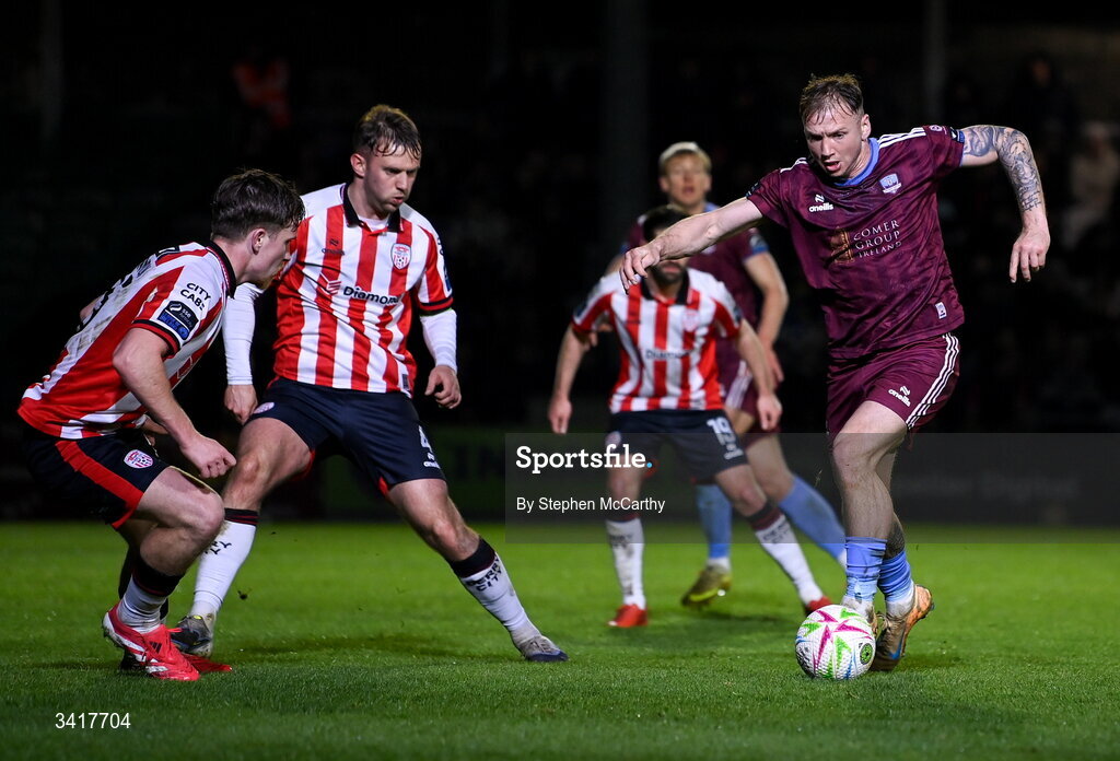 3 April 2026; Stephen Walsh of Galway United during the SSE Airtricity Men's Premier Division match between Galway United and Derry City at Eamonn Deacy Park in Galway. Photo by Stephen McCarthy/Sportsfile