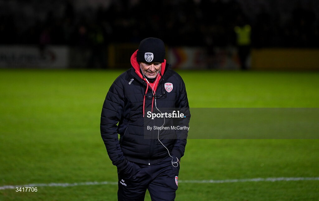 3 April 2026; Derry City assistant manager Seamus Lynch after the SSE Airtricity Men's Premier Division match between Galway United and Derry City at Eamonn Deacy Park in Galway. Photo by Stephen McCarthy/Sportsfile