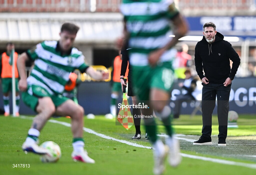 6 April 2026; Shamrock Rovers manager Stephen Bradley during the SSE Airtricity Men's Premier Division match between Shamrock Rovers and Shelbourne at Tallaght Stadium in Dublin. Photo by Piaras Ó Mídheach/Sportsfile