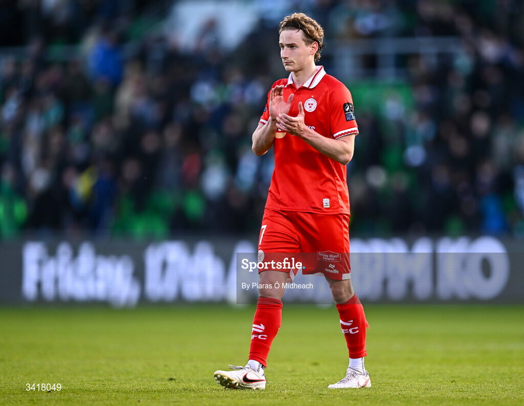 6 April 2026; Harry Wood of Shelbourne after his side's defeat in the SSE Airtricity Men's Premier Division match between Shamrock Rovers and Shelbourne at Tallaght Stadium in Dublin. Photo by Piaras Ó Mídheach/Sportsfile