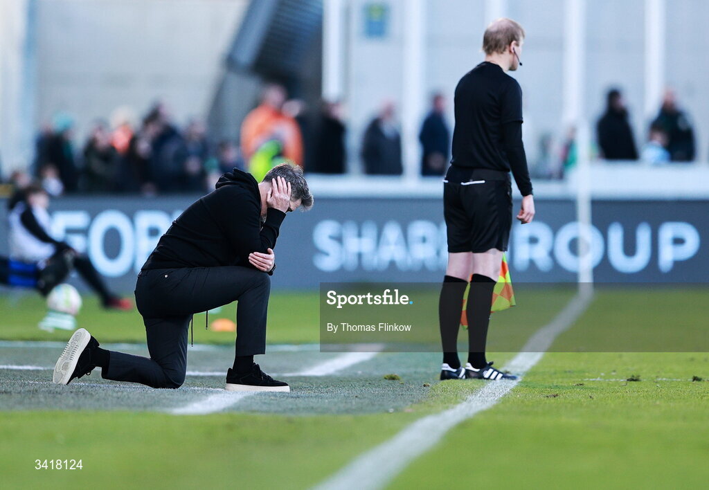 6 April 2026; Shamrock Rovers manager Stephen Bradley during the SSE Airtricity Men's Premier Division match between Shamrock Rovers and Shelbourne at Tallaght Stadium in Dublin. Photo by Thomas Flinkow/Sportsfile