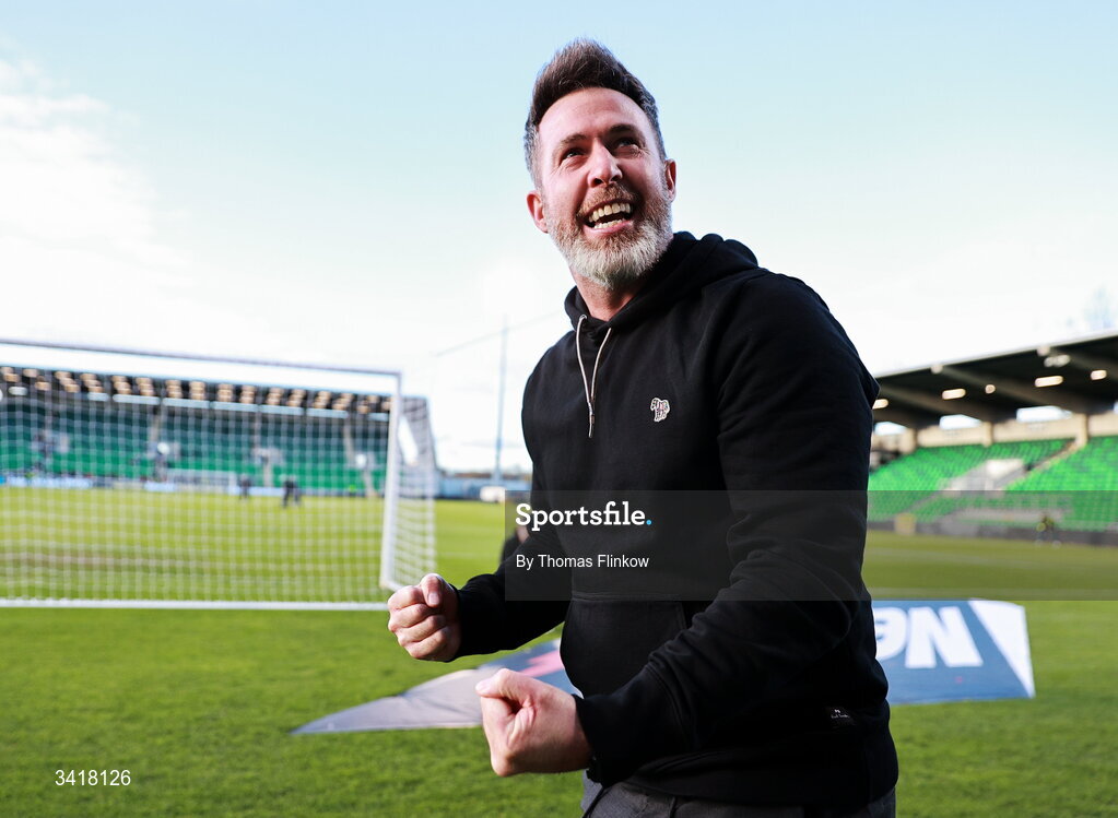 6 April 2026; Shamrock Rovers manager Stephen Bradley celebrates after his side's victory in the SSE Airtricity Men's Premier Division match between Shamrock Rovers and Shelbourne at Tallaght Stadium in Dublin. Photo by Thomas Flinkow/Sportsfile