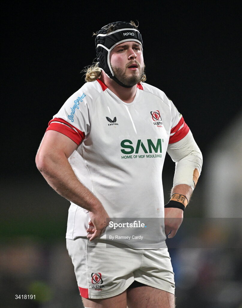 4 April 2026; Scott Wilson of Ulster during the EPCR Challenge Cup match between Ulster and Ospreys at Affidea Stadium in Belfast. Photo by Ramsey Cardy/Sportsfile