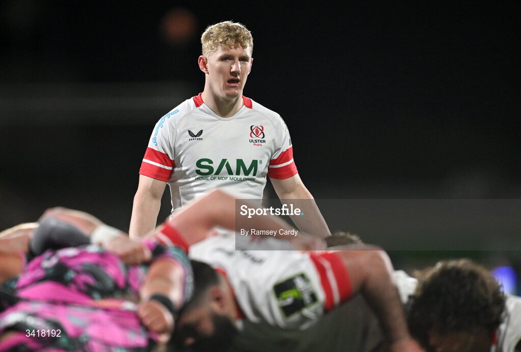 4 April 2026; Conor McKee of Ulster during the EPCR Challenge Cup match between Ulster and Ospreys at Affidea Stadium in Belfast. Photo by Ramsey Cardy/Sportsfile