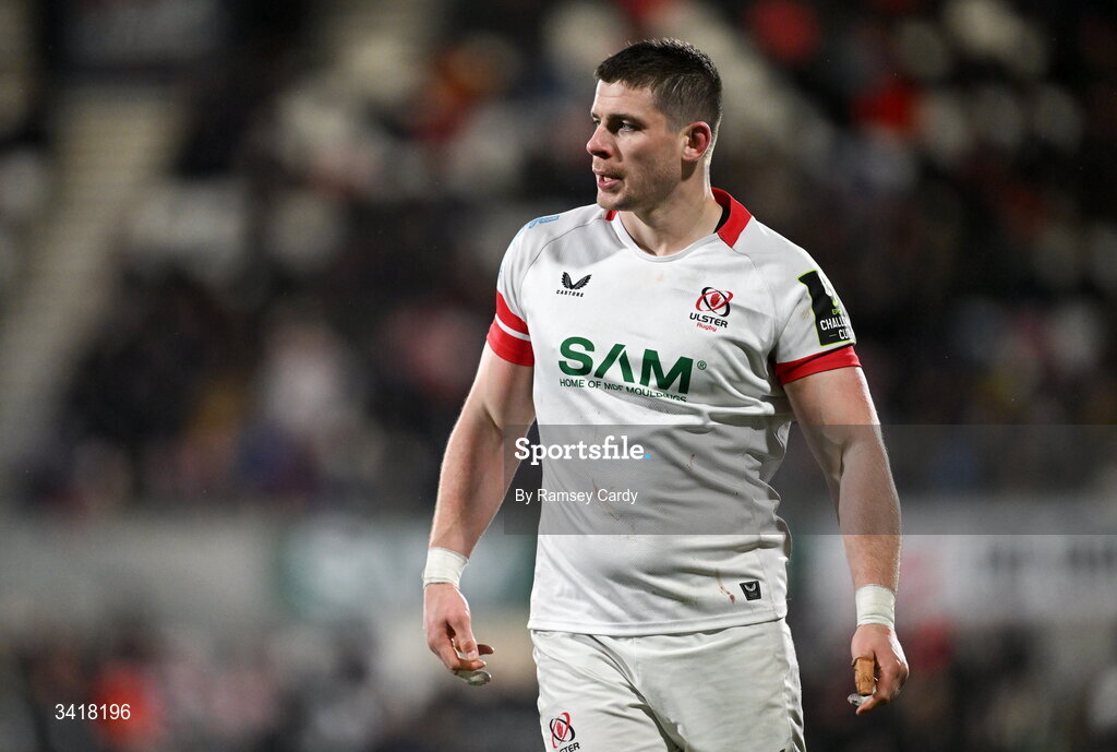 4 April 2026; Nick Timoney of Ulster during the EPCR Challenge Cup match between Ulster and Ospreys at Affidea Stadium in Belfast. Photo by Ramsey Cardy/Sportsfile