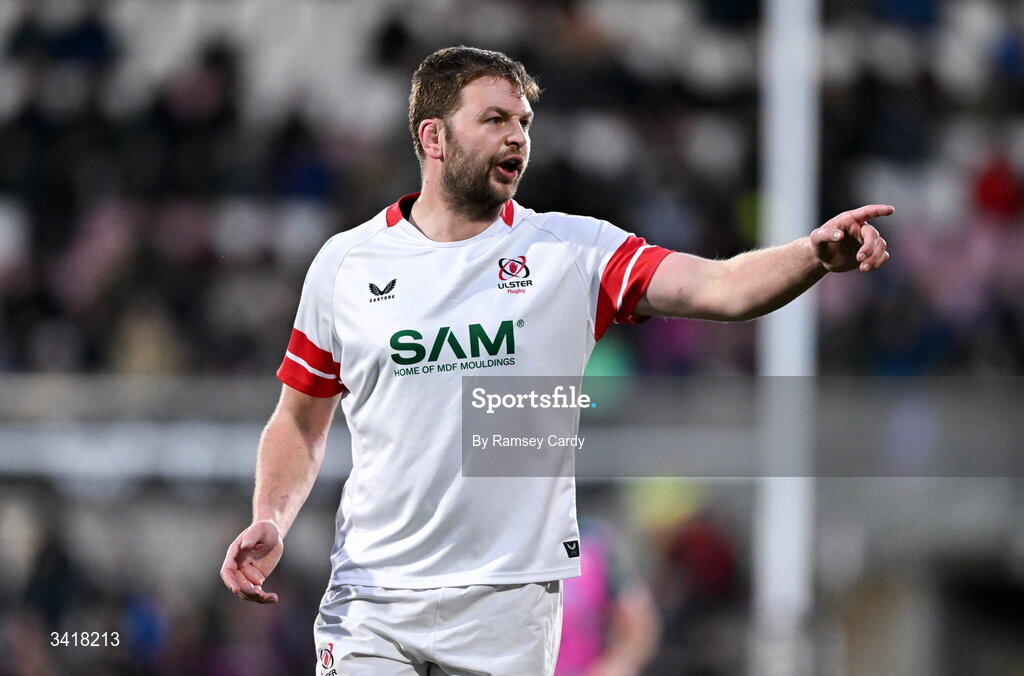 4 April 2026; Iain Henderson of Ulster during the EPCR Challenge Cup match between Ulster and Ospreys at Affidea Stadium in Belfast. Photo by Ramsey Cardy/Sportsfile