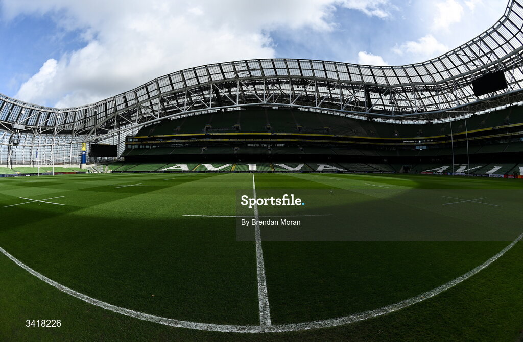 5 April 2026; A general view of the Aviva Stadium before the Investec Champions Cup match between Leinster and Edinburgh in Dublin. Photo by Brendan Moran/Sportsfile