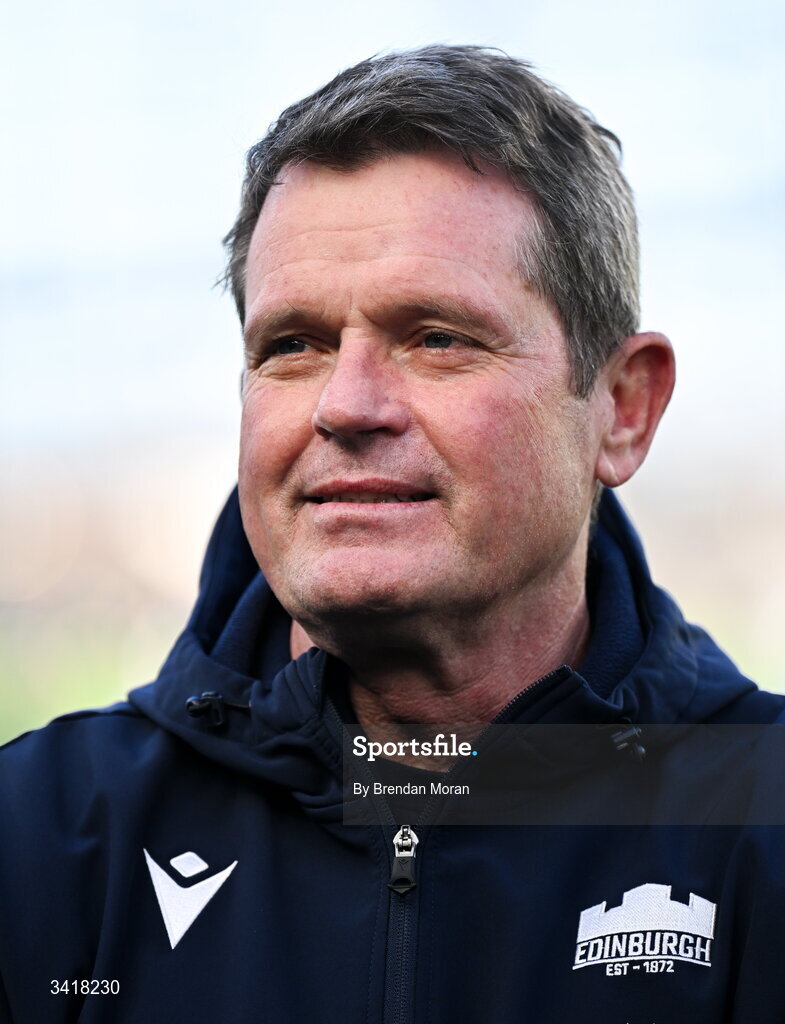 5 April 2026; Edinburgh head coach Sean Everitt before the Investec Champions Cup match between Leinster and Edinburgh at the Aviva Stadium in Dublin. Photo by Brendan Moran/Sportsfile