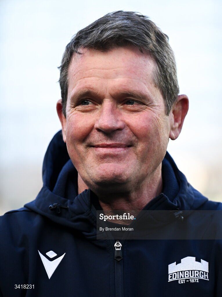 5 April 2026; Edinburgh head coach Sean Everitt before the Investec Champions Cup match between Leinster and Edinburgh at the Aviva Stadium in Dublin. Photo by Brendan Moran/Sportsfile