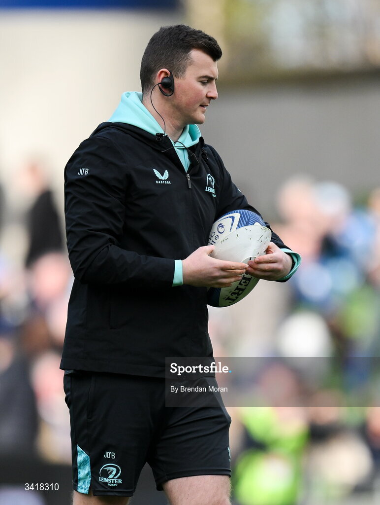 5 April 2026; Leinster athletic performance coach Jack O'Brien before the Investec Champions Cup match between Leinster and Edinburgh at the Aviva Stadium in Dublin. Photo by Brendan Moran/Sportsfile