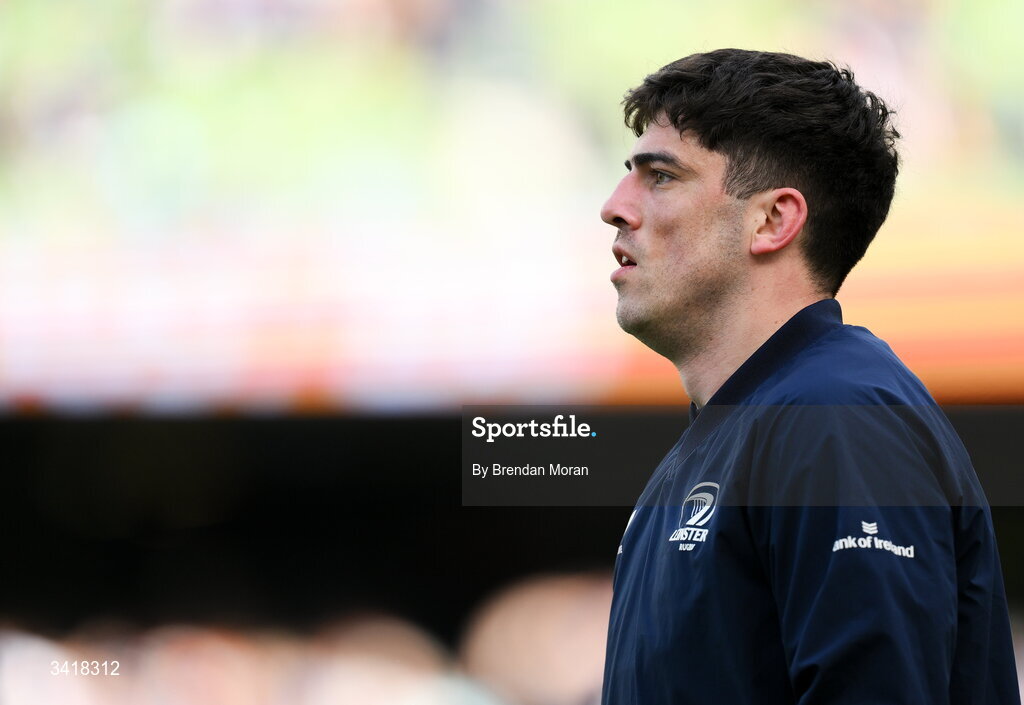 5 April 2026; Jimmy O'Brien of Leinster before the Investec Champions Cup match between Leinster and Edinburgh at the Aviva Stadium in Dublin. Photo by Brendan Moran/Sportsfile