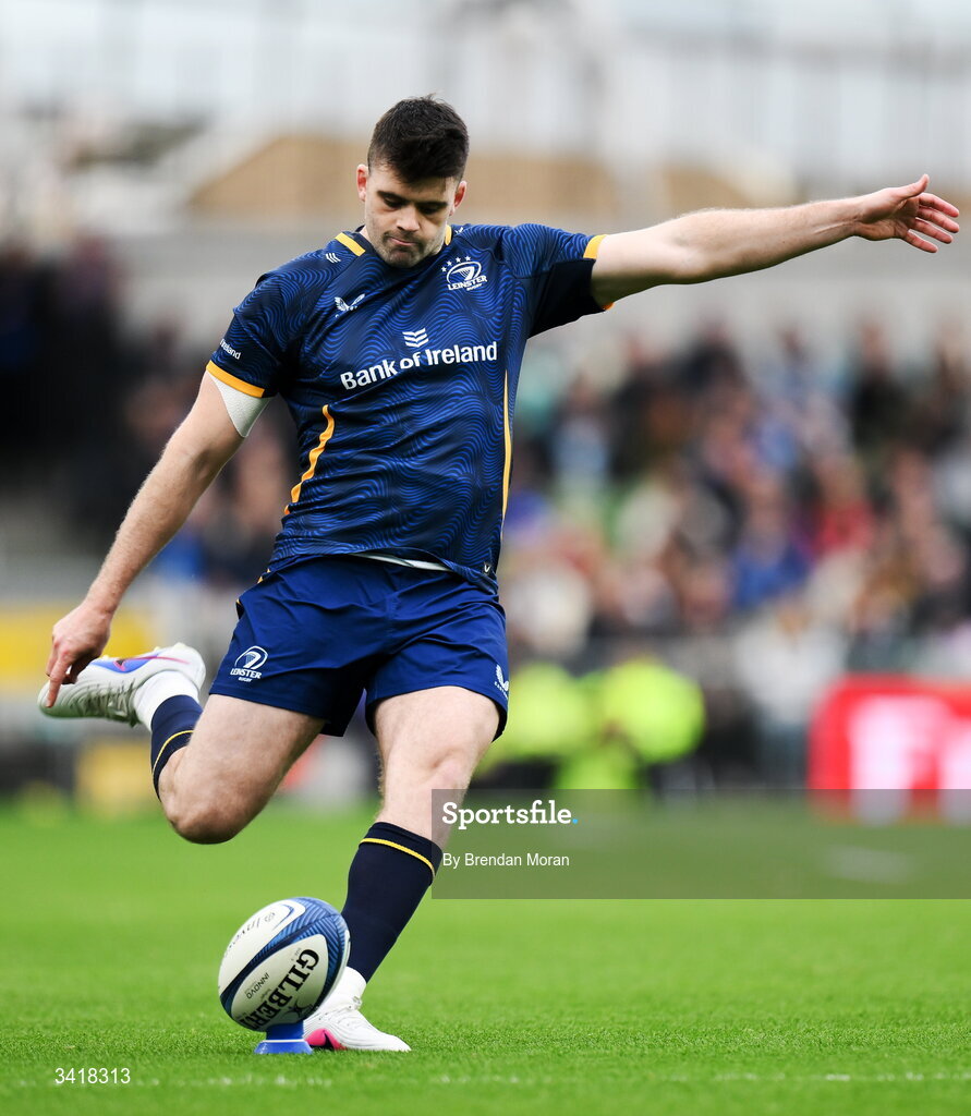 5 April 2026; Harry Byrne of Leinster during the Investec Champions Cup match between Leinster and Edinburgh at the Aviva Stadium in Dublin. Photo by Brendan Moran/Sportsfile