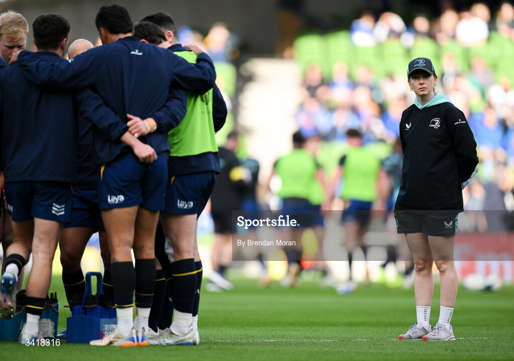 5 April 2026; Leinster head of performance nutrition Jane McClements before the Investec Champions Cup match between Leinster and Edinburgh at the Aviva Stadium in Dublin. Photo by Brendan Moran/Sportsfile