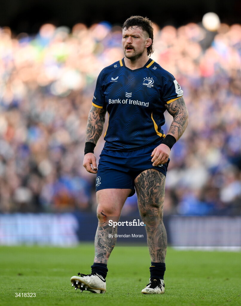 5 April 2026; Andrew Porter of Leinster during the Investec Champions Cup match between Leinster and Edinburgh at the Aviva Stadium in Dublin. Photo by Brendan Moran/Sportsfile