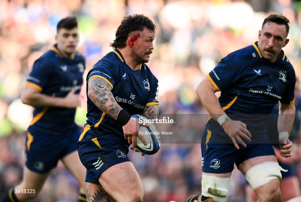 5 April 2026; Andrew Porter of Leinster during the Investec Champions Cup match between Leinster and Edinburgh at the Aviva Stadium in Dublin. Photo by Brendan Moran/Sportsfile