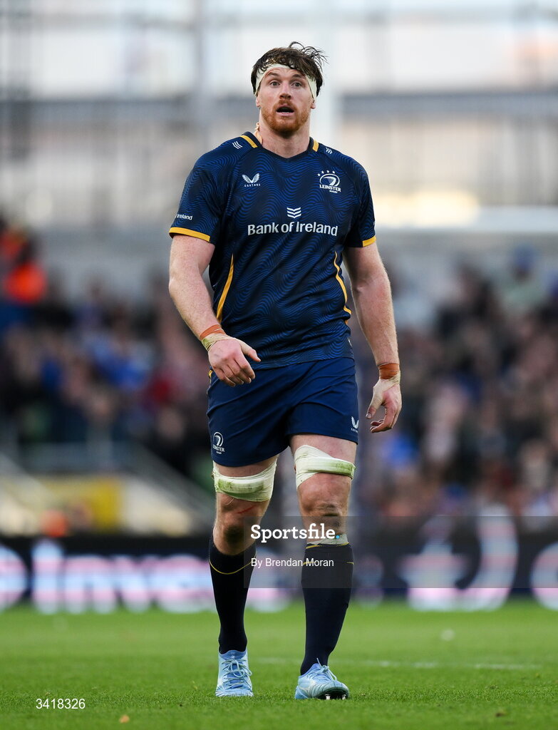 5 April 2026; Ryan Baird of Leinster during the Investec Champions Cup match between Leinster and Edinburgh at the Aviva Stadium in Dublin. Photo by Brendan Moran/Sportsfile