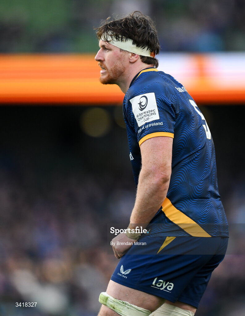 5 April 2026; Ryan Baird of Leinster during the Investec Champions Cup match between Leinster and Edinburgh at the Aviva Stadium in Dublin. Photo by Brendan Moran/Sportsfile
