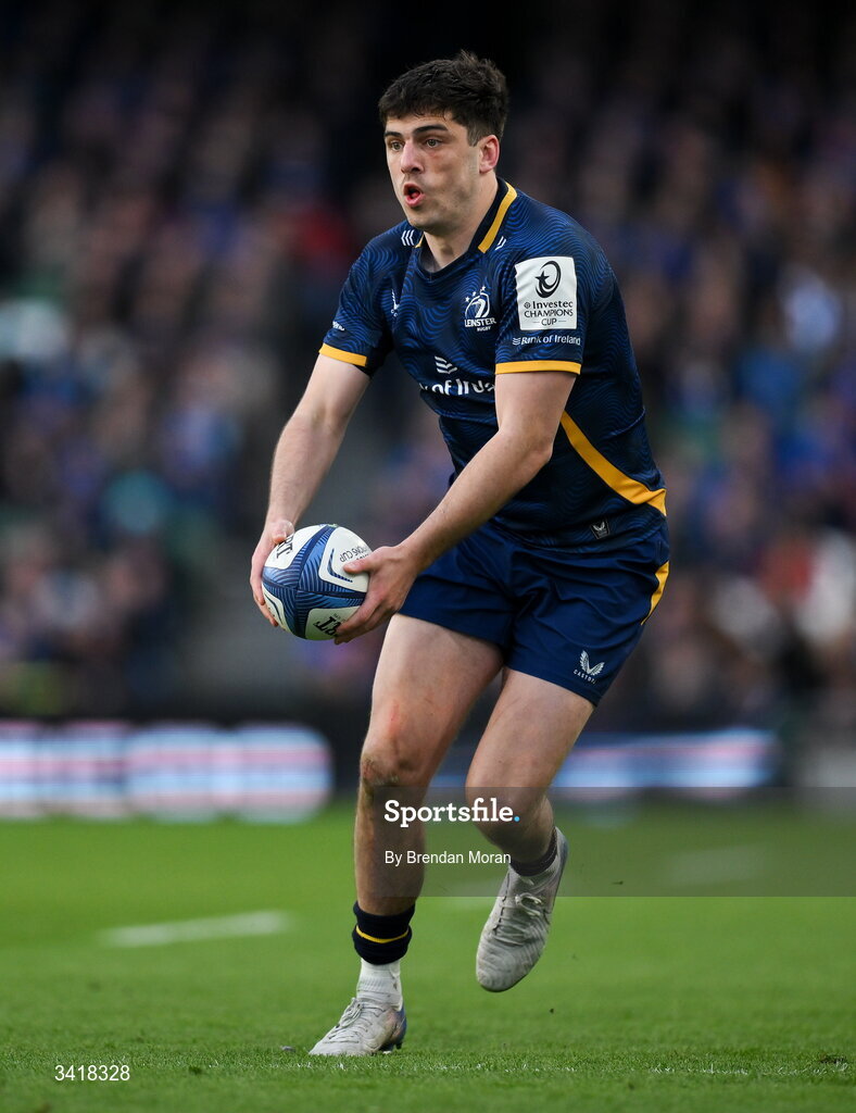 5 April 2026; Jimmy O'Brien of Leinster during the Investec Champions Cup match between Leinster and Edinburgh at the Aviva Stadium in Dublin. Photo by Brendan Moran/Sportsfile