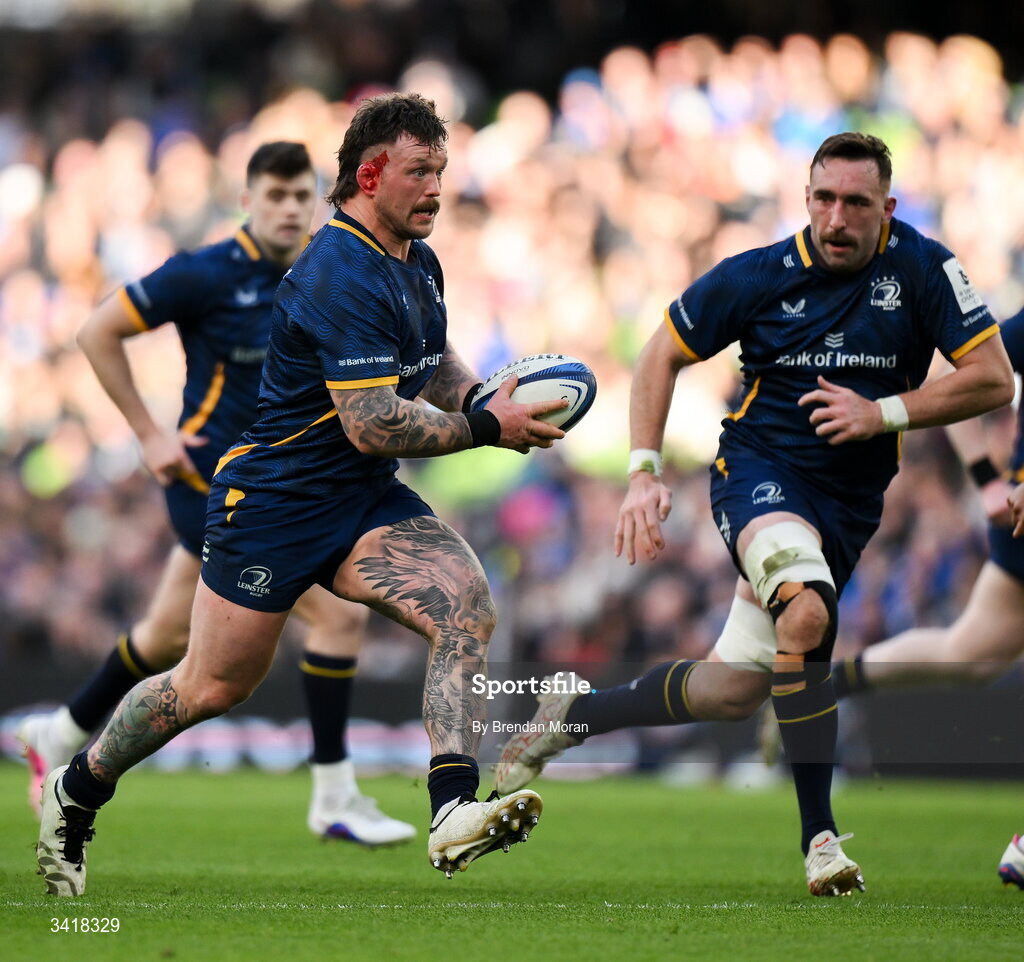 5 April 2026; Andrew Porter of Leinster during the Investec Champions Cup match between Leinster and Edinburgh at the Aviva Stadium in Dublin. Photo by Brendan Moran/Sportsfile