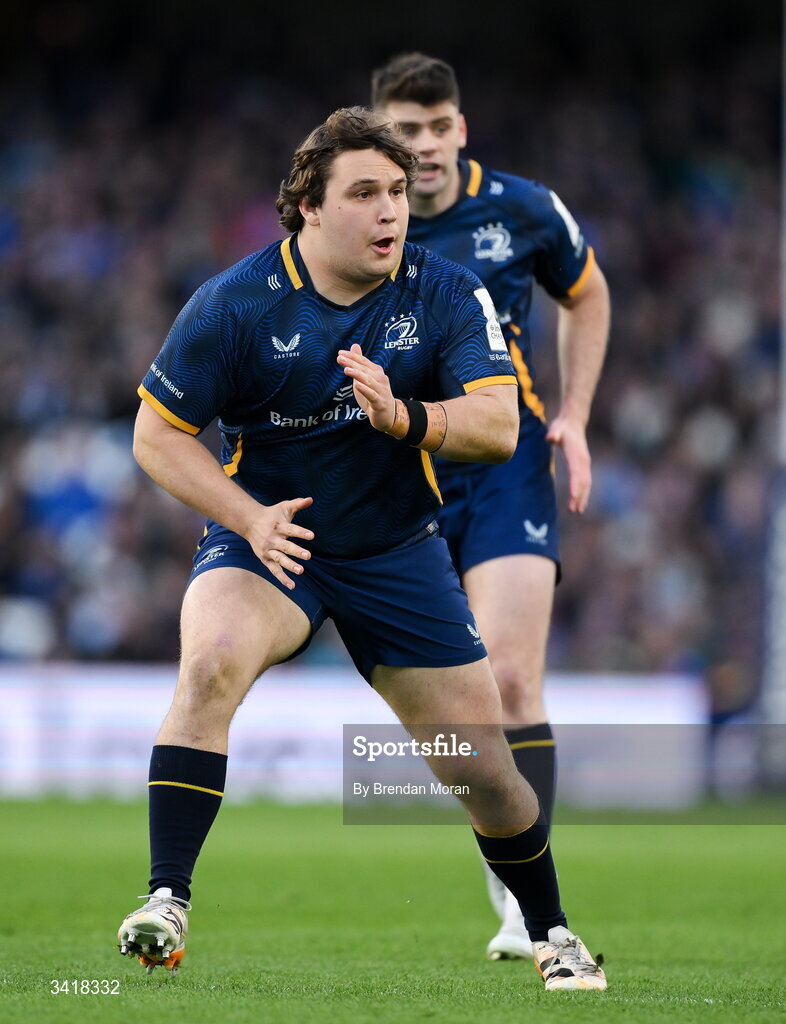 5 April 2026; Alex Usanov of Leinster during the Investec Champions Cup match between Leinster and Edinburgh at the Aviva Stadium in Dublin. Photo by Brendan Moran/Sportsfile