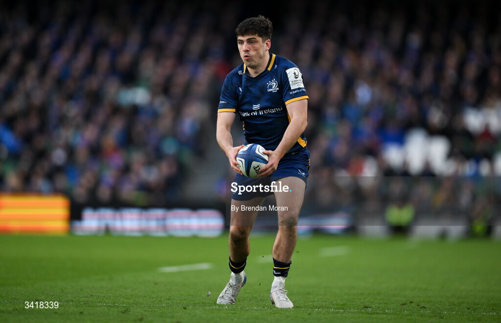 5 April 2026; Jimmy O'Brien of Leinster during the Investec Champions Cup match between Leinster and Edinburgh at the Aviva Stadium in Dublin. Photo by Brendan Moran/Sportsfile
