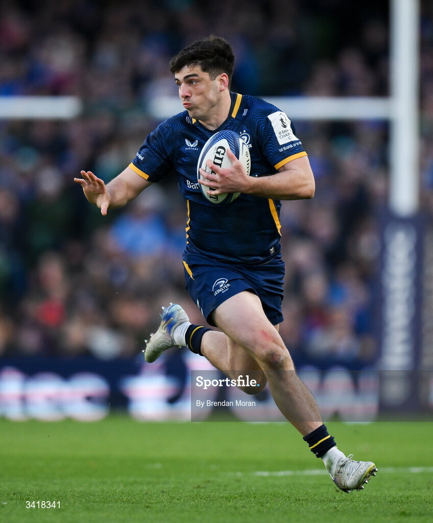 5 April 2026; Jimmy O'Brien of Leinster during the Investec Champions Cup match between Leinster and Edinburgh at the Aviva Stadium in Dublin. Photo by Brendan Moran/Sportsfile