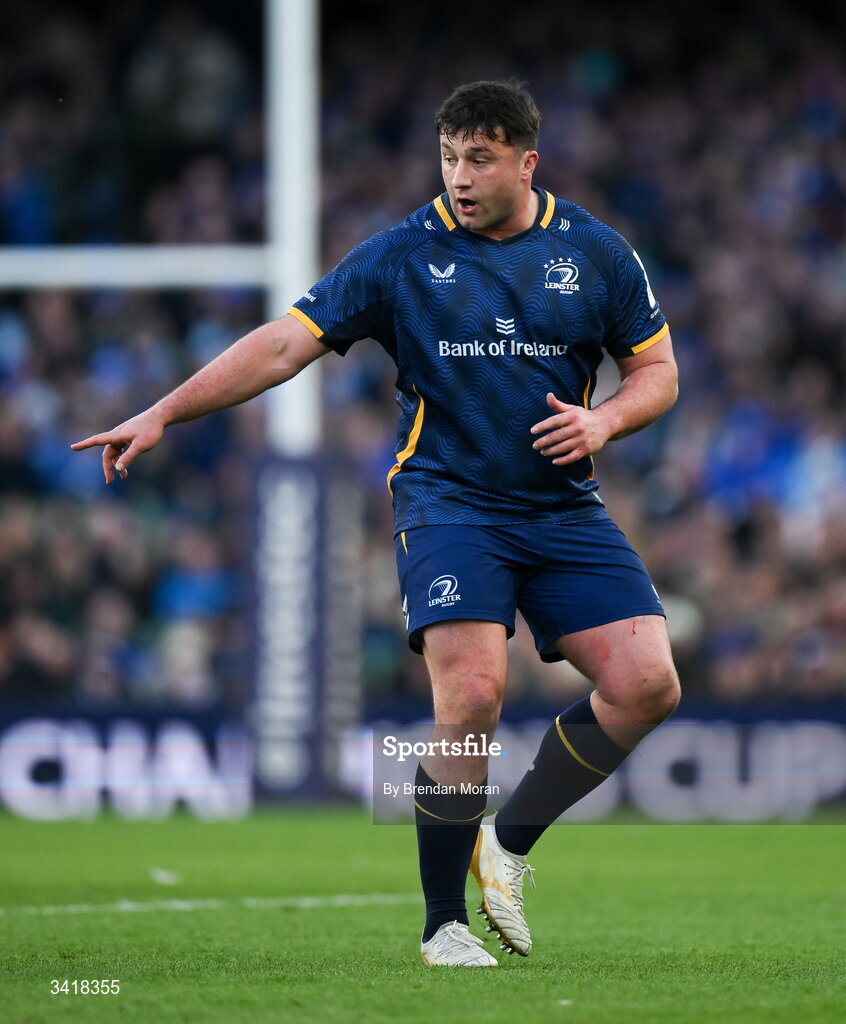 5 April 2026; Thomas Clarkson of Leinster during the Investec Champions Cup match between Leinster and Edinburgh at the Aviva Stadium in Dublin. Photo by Brendan Moran/Sportsfile
