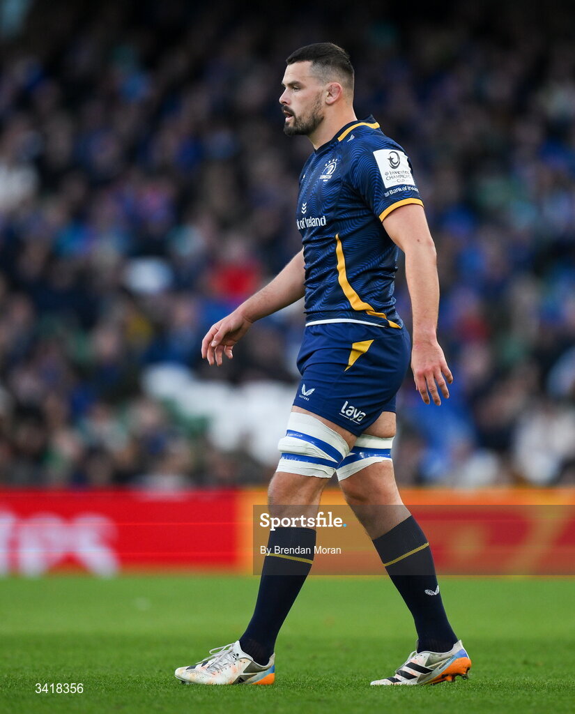 5 April 2026; Max Deegan of Leinster during the Investec Champions Cup match between Leinster and Edinburgh at the Aviva Stadium in Dublin. Photo by Brendan Moran/Sportsfile