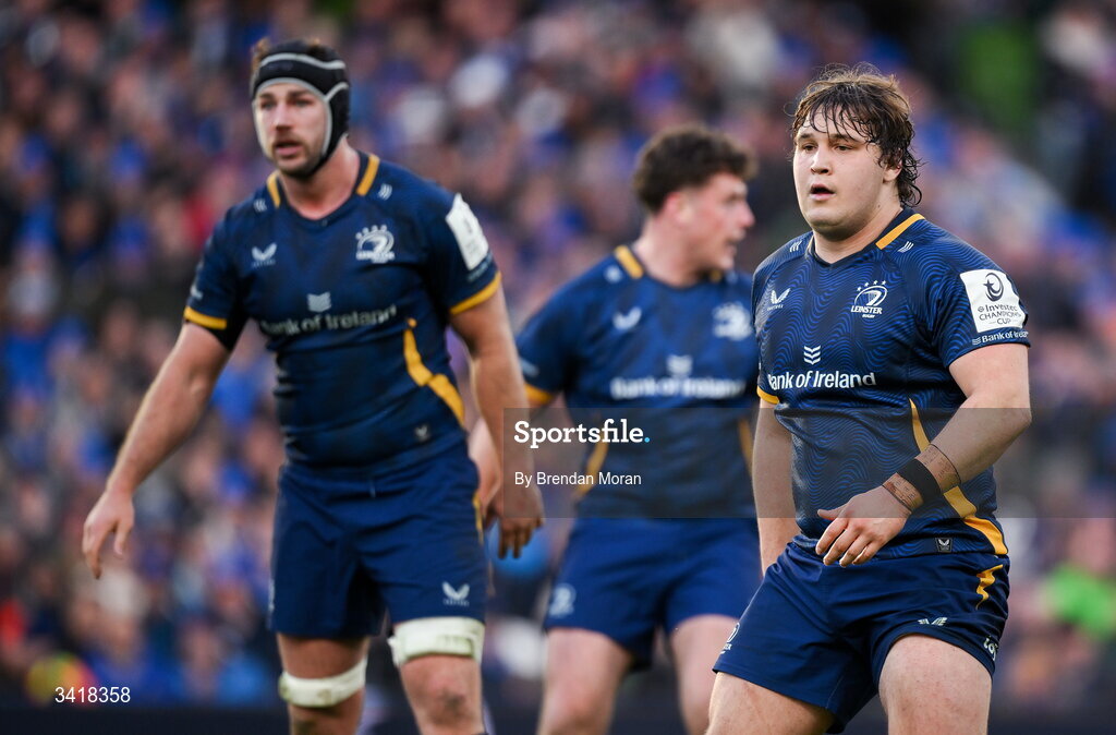 5 April 2026; Alex Usanov of Leinster during the Investec Champions Cup match between Leinster and Edinburgh at the Aviva Stadium in Dublin. Photo by Brendan Moran/Sportsfile