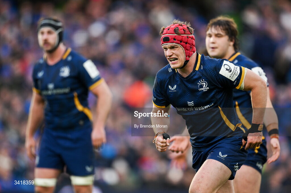 5 April 2026; Josh van der Flier of Leinster during the Investec Champions Cup match between Leinster and Edinburgh at the Aviva Stadium in Dublin. Photo by Brendan Moran/Sportsfile