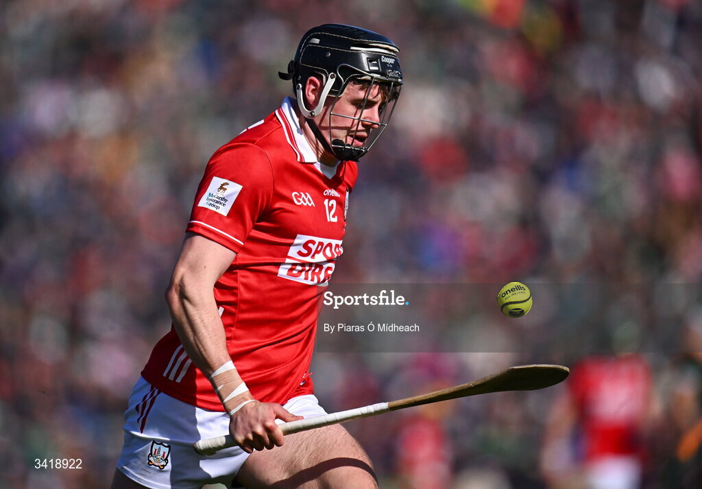 5 April 2026; Darragh Fitzgibbon of Cork during the Allianz Hurling League Division 1A final match between Limerick and Cork at TUS Gaelic Grounds in Limerick. Photo by Piaras Ó Mídheach/Sportsfile