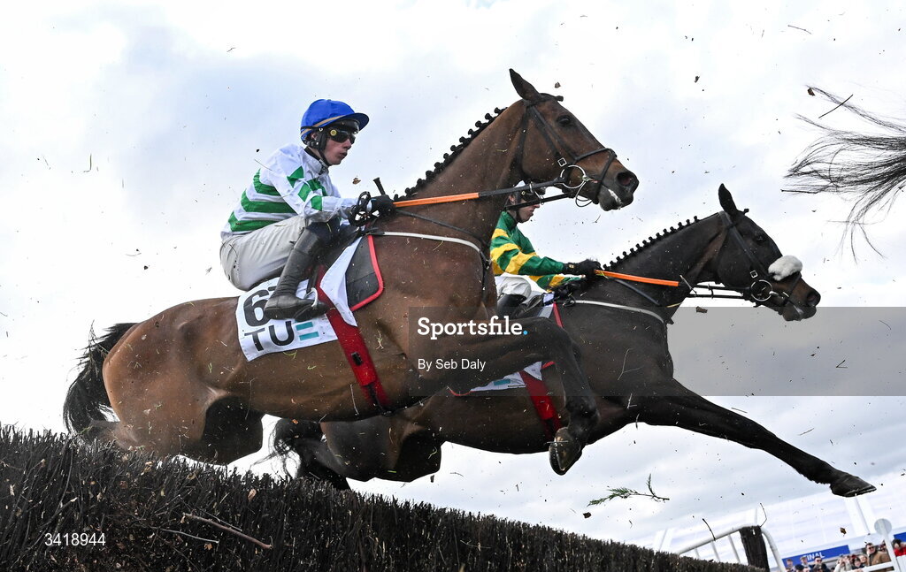 6 April 2026; Sa Fureur, with Danny Gilligan up, during the Underwriting Exchange Fairyhouse Steeplechase during day three of the Fairyhouse Easter Festival at Fairyhouse Racecourse in Ratoath, Meath. Photo by Seb Daly/Sportsfile