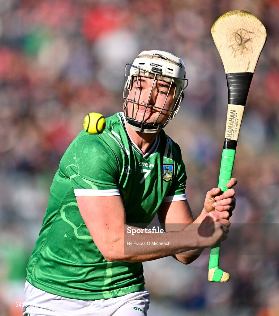 5 April 2026; Kyle Hayes of Limerick during the Allianz Hurling League Division 1A final match between Limerick and Cork at TUS Gaelic Grounds in Limerick. Photo by Piaras Ó Mídheach/Sportsfile