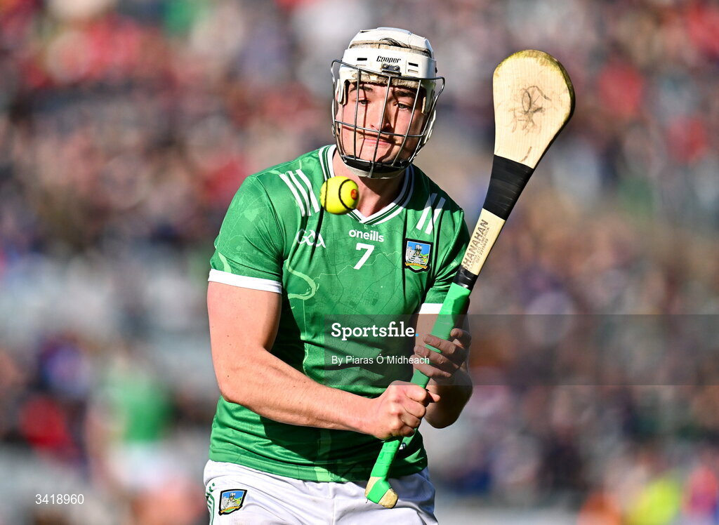 5 April 2026; Kyle Hayes of Limerick during the Allianz Hurling League Division 1A final match between Limerick and Cork at TUS Gaelic Grounds in Limerick. Photo by Piaras Ó Mídheach/Sportsfile